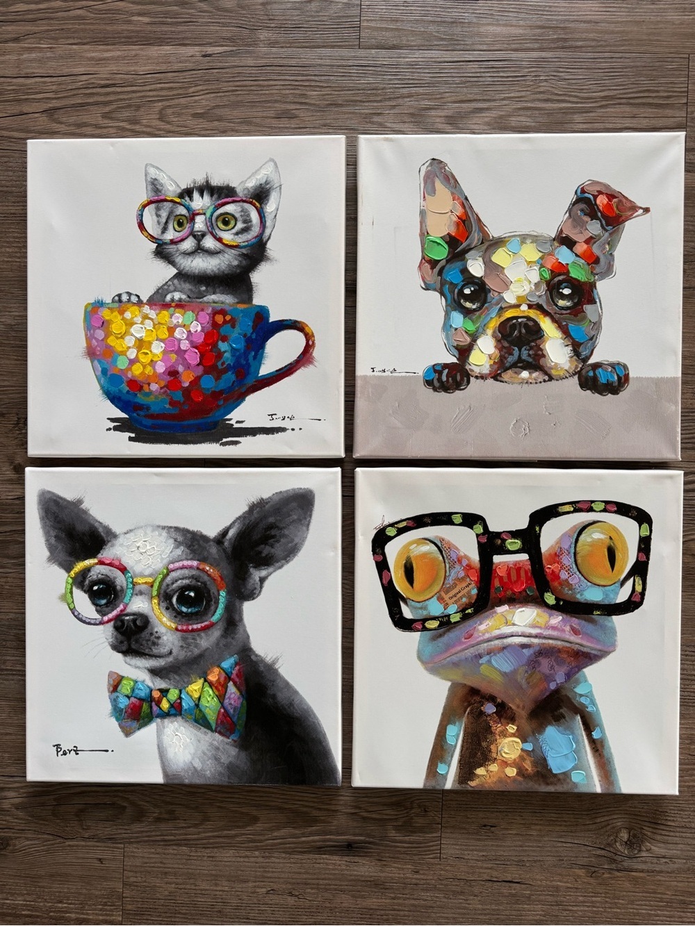 Bliz Multi-Color Pet Art Canvas Set - Home Art 16”x16”